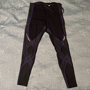 CW-X Black Leggings with Blue Accents